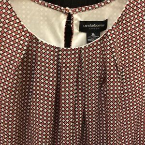 Red, cream, & black sleeveless bubble top